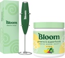 Bloom Nutrition Superfood Green Powder, Digestive Enzymy s probiotika a prebiotika, Gut Health, Bloating Relief, Citrus + Mléko Frother High Powered Hand Mixer