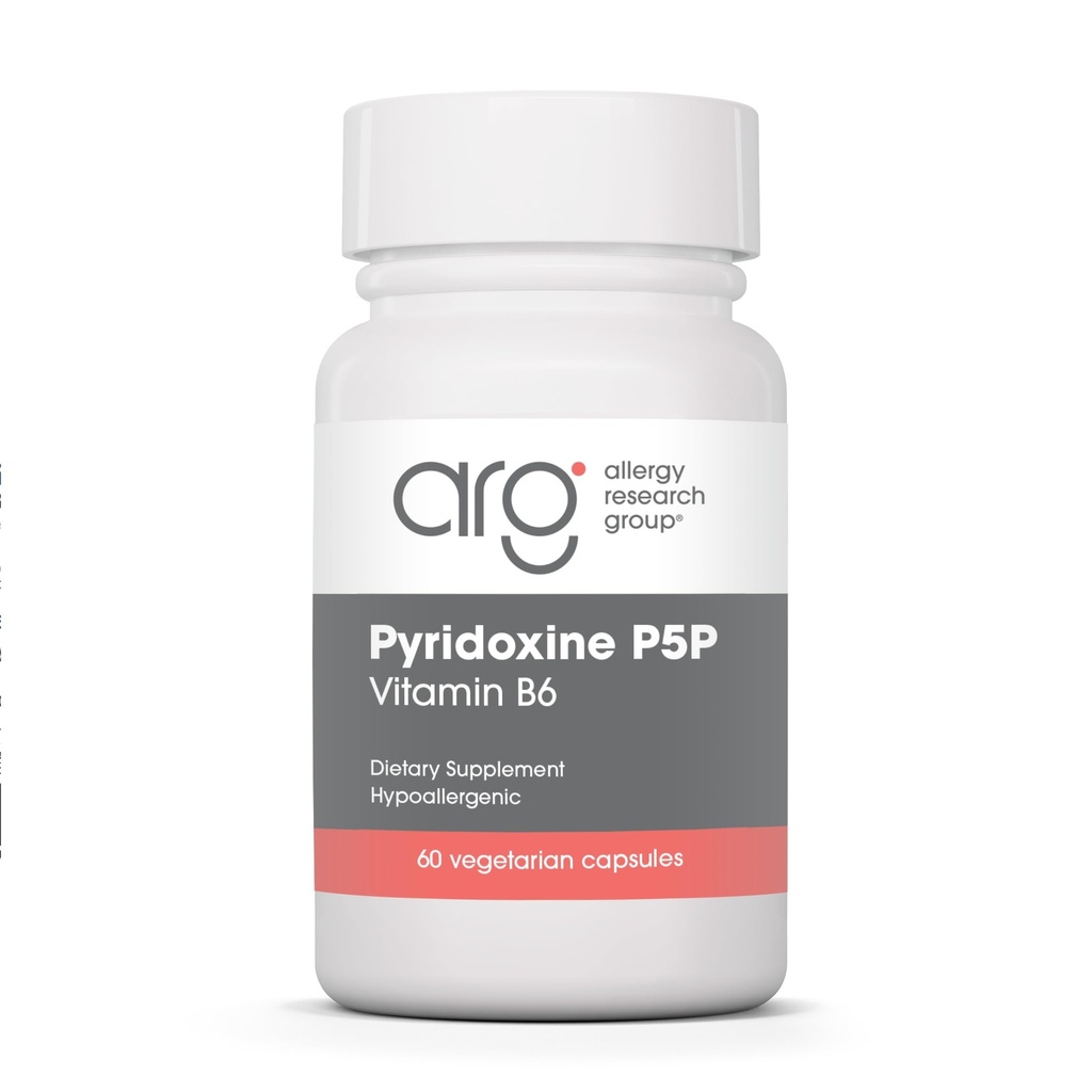 Alergie Výzkumná skupina Pyridoxin P5P Dodatek - Aktivní vitamín B6 275mg, Pyridoxal- 5- Fosfát, Podpora metabolismu, hypoalergenní, Vegetariánské kapsle - 60 Počet