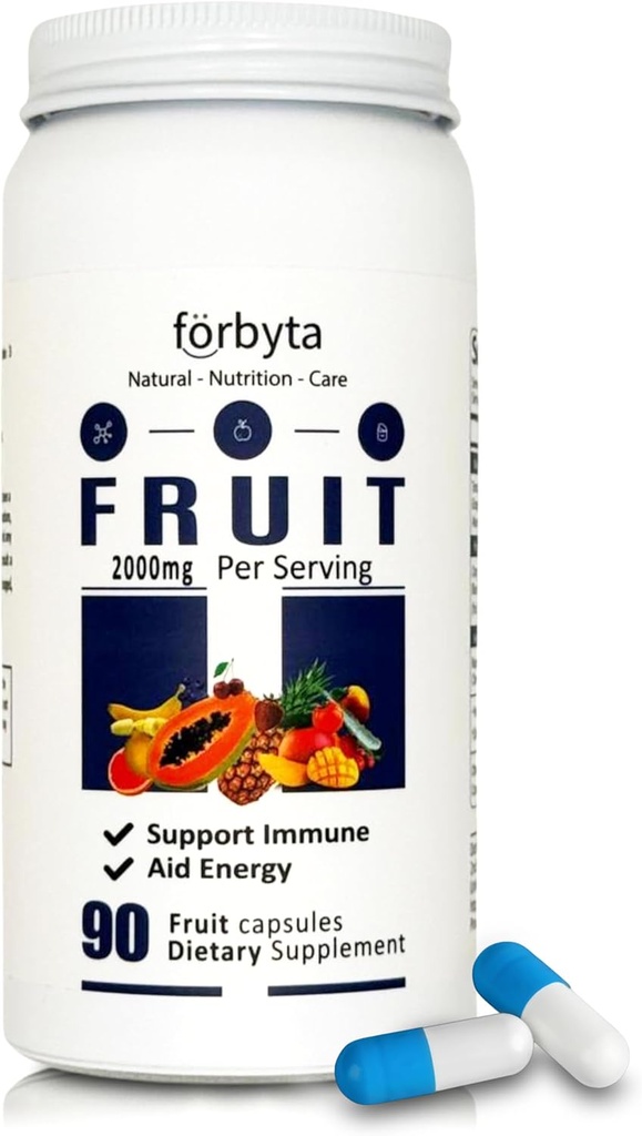 Ovocný dodatek - Celé ovocné směsi na bázi potravin - Přírodní antioxidační podpora - Bohatá na esenciální vitaminy - Non- GMO, bezlepkové - 90 Kapsle
