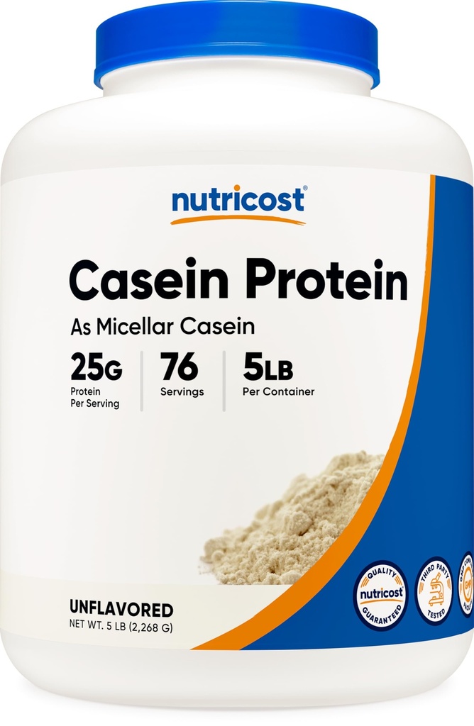 Nutricost Kasein Protein Powder 5lb - Micellar Casein, Non- GMO, gluten zdarma (bez příchutí)