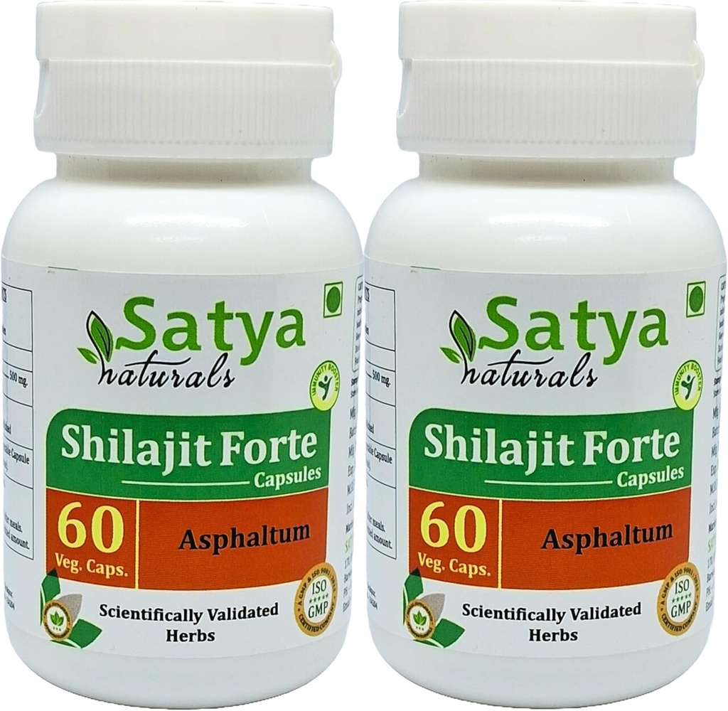Shilajit Forte Kapsle 500 mg. 60 Veg. Kapsle 124; Shilajit (Asphaltum) Extract Kapsle pro muže a ženy 124; Ayurvedic Bylinný dodatek / Remedies Dublin 124; 10: 1 Forte (2 láhve 60 Kapsle)