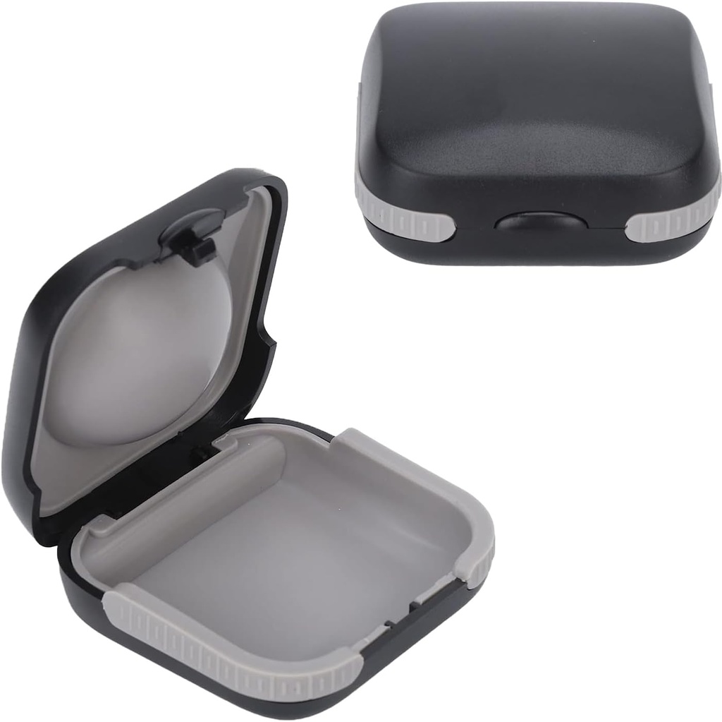 Ochranné pouzdro pro cestovní pomůcky Hard Small Splashproof 2.16 "* 2.04" * 0.39 "Požehlený interiér pro 2 sluchové pomůcky, ITE, RIC, CIC (černá)