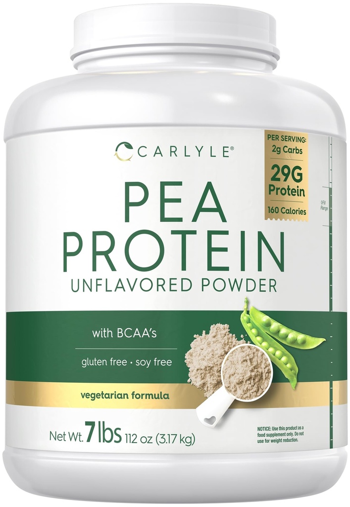 Carlyle Pea Protein Powder 7lb OF 124; Neochucené 124; 29G Protein OF 124; pro muže a ženy OF 124; Vegetarian, Non- GMO, gluten, a Soy- bez