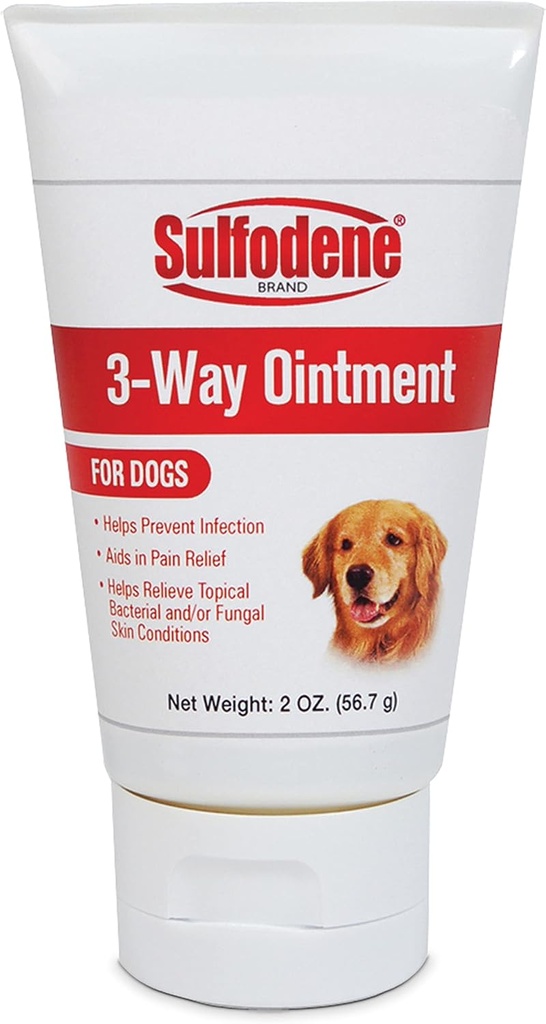 Sulfodenová Psí péče o zranění 3- Way Ointment, zmírňuje bolest a prevenci infekce pro psy říznutí, škrábance, kousnutí a zranění, 2 Ounce