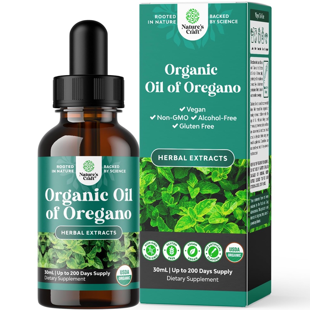 Organické kapky oregano oleje - super koncentrovaný tekutý olej oregano s carvacrolem 60% pro potravu a imunitní podporu - tekutý bylinný extrakt Tinktura pro imunitní sílu a zdravé střeva - 30 ml