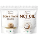 Micro Ingredients MCT Oil Powder with Prebiotic Fiber & Lions Mane Houbový dodatek Powder Bundle 2 Pack Oil 124; C8 MCT Oil for Coffee Creamer Oil 124; Natural Superfood for Brain, Energy, & Immunent Health
