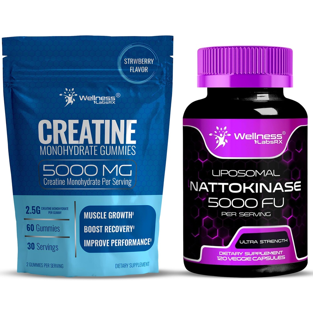 WELLNESS LABSRX Nattokináza Dodatek Kapsle 5000 FU - Creatine Gummies 5000mg