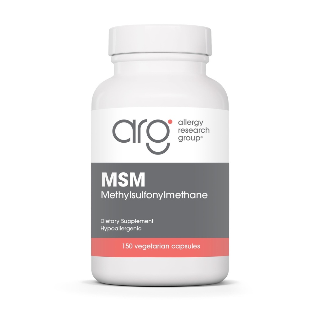 Alergie Research Group MSM dodatek - MSM Práškové kapsle pro růst vlasů, Methylsulfonylmethan pro zdravé vlasy, kůže a nehty, 500 mg per Serving - 150 Vegetariánské kapsle