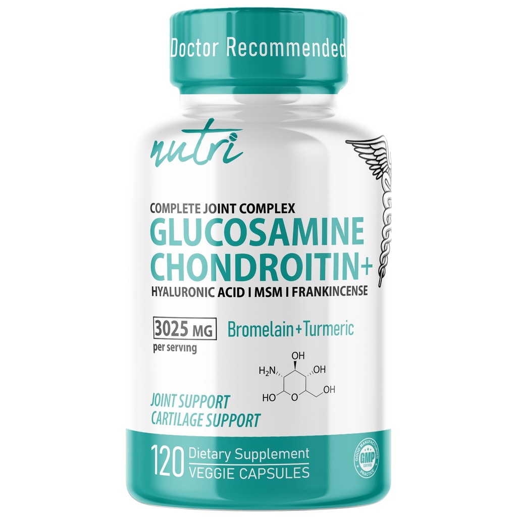 Příroda 's Fusies Glucosamine Chondroitin MSM Turmeric Boswellia - Společná podpora Dodatek - 120 Kapsle - Chondroitin sulfát Kapsle - s Hyaluronic Acid - Podporuje zdravé kosti