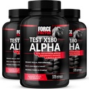 Force faktor test X180 Alpha, Testosteron Booster pro muže, Testosteron dodatek s L-Citrulline na pomoc Build Muscle and Strength, Zvýšení oxidu dusnatého pro výkon, 120 Počet (balení 3)