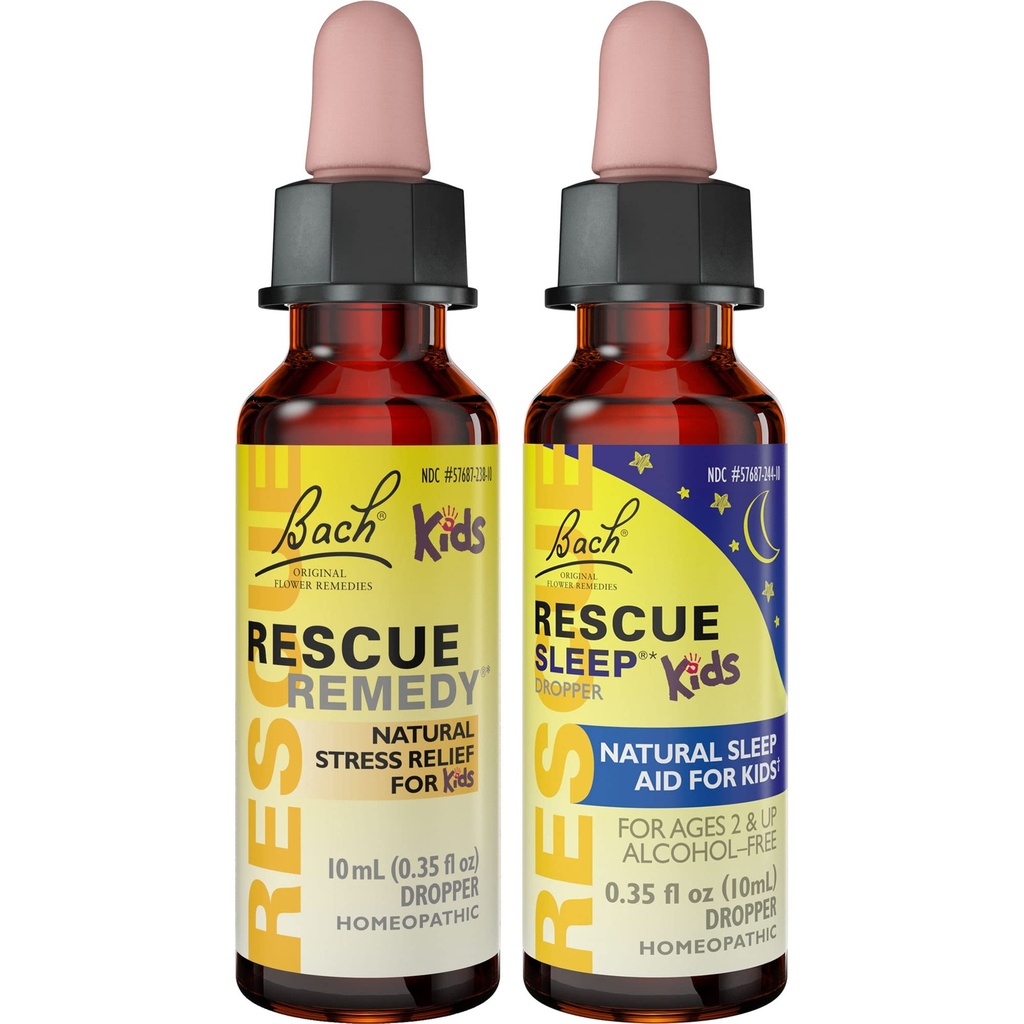 Děti den & noc Bundle, Bach REScue Remedy Kids Dropper [a] REScue Sleep Kids Dropper- 2-Pk, Stress Relief & Sleep Support with Natural Flower Esssences, Homeopatic, Non-Alkohol Formule, 10ml Ea