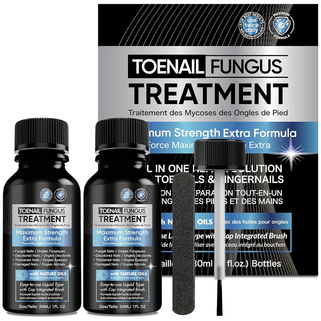 Toenail Fungus Léčba Extra Síla 2ks x 30ml, Fungus Léčba nehtů, Nail Fungus Léčba pro nehty, Toe Nail Fungus Léčba Extra Síla pro poškození a zbarvení nehtů.