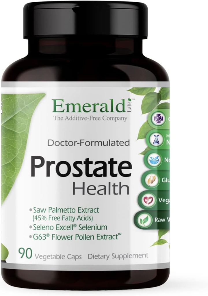 EMERALD LABS Prostate Health - dodatek k podpoře prostaty s pilou Palmetto, Lycopene, StringNettle & More * - Vegan & gluten- Free - 90 Zeleninové kapsle (30denní dodávka)