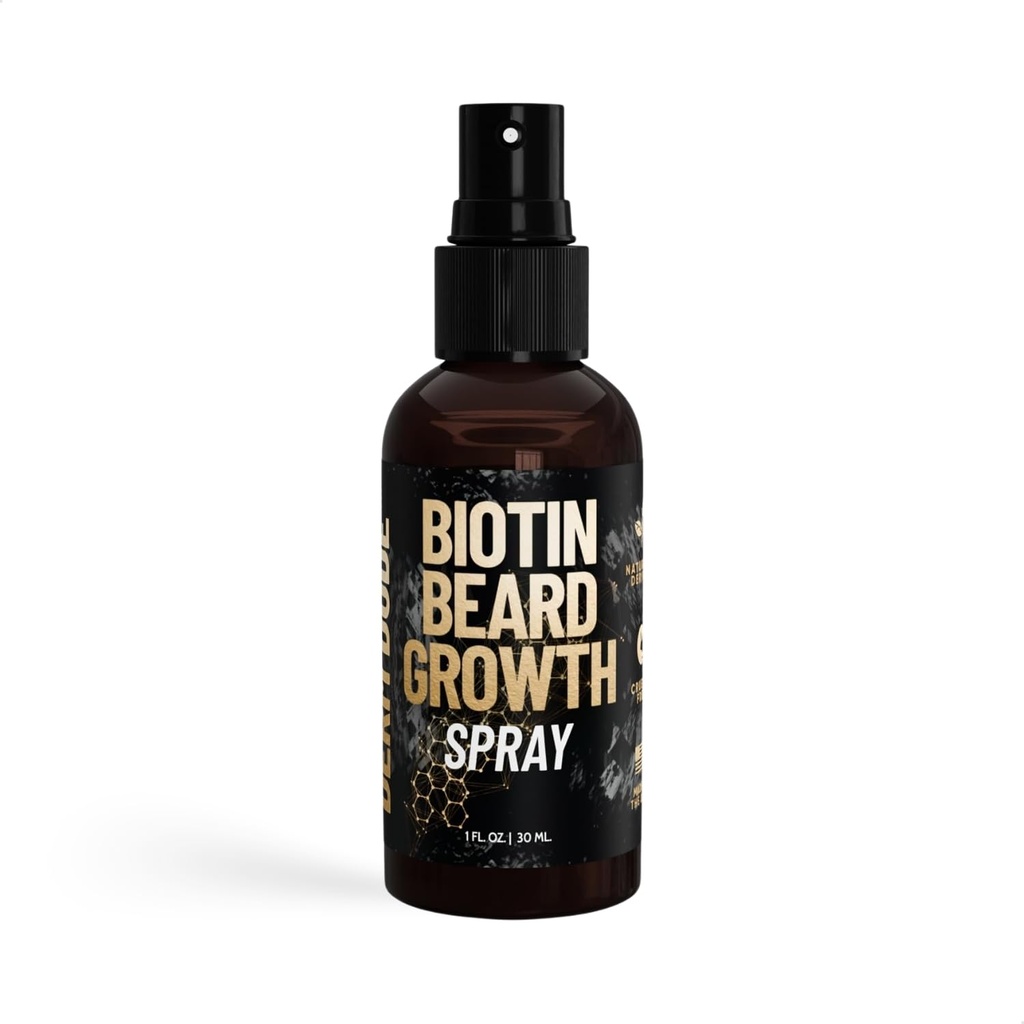 Derm Dude Biotin Beard Růst Spray pro muže 124; Vyrobeno s Biotin & Bamboo Extract pro růst vlasů 124; Promotes Silnější Fuller Beard 124; Pro Silnější Zdravější Beard Růst, Non- Greasy Grooming - 1 oz