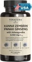 VINATURA Kanna Zembrin Sceletium Tortuosum - 50mg Kanna / Serving, with Ashwagandha, Ginseng * Brain Health, Stress Relief Support * Panax Ginseng 80% Ginsenosids Ashwagandha Kapsle 10% Witanolides