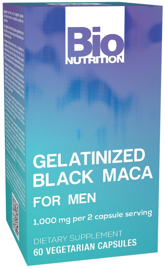 Bio Nutrition Gelatinized Black Maca 60 Vegetariánské kapsle 124; 1500 mg na porci 124; Energy Boost 124; vápník 124; hořčík 124; Fosfor