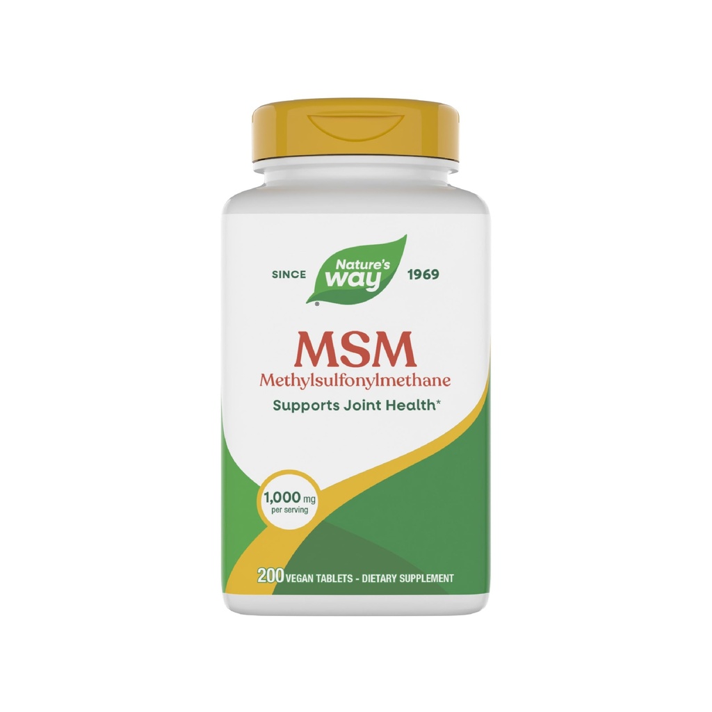 Nature 's Way MSM 1000 mg - Joint Health Supplement * - With Methylsulfonylmethan - Gluten- Free & Vegan - 200 Tablety