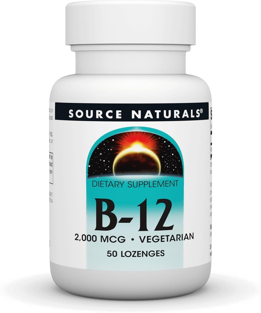 Zdroj Naturals Vitamin B-12, 2000 mcg Podporuje výrobu energie - 50 Lozengů