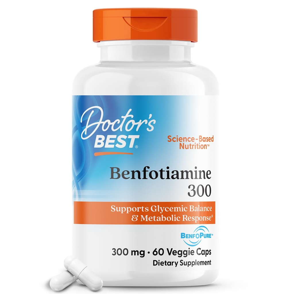 Lékařský nejlepší Benfotiamin 300 s BenfoPure, pomáhá udržet zdravý Glukóza metabolismus, Non- GMO, Vegan, gluten zdarma, Soy zdarma, 300 mg, 60 Veggie Caps