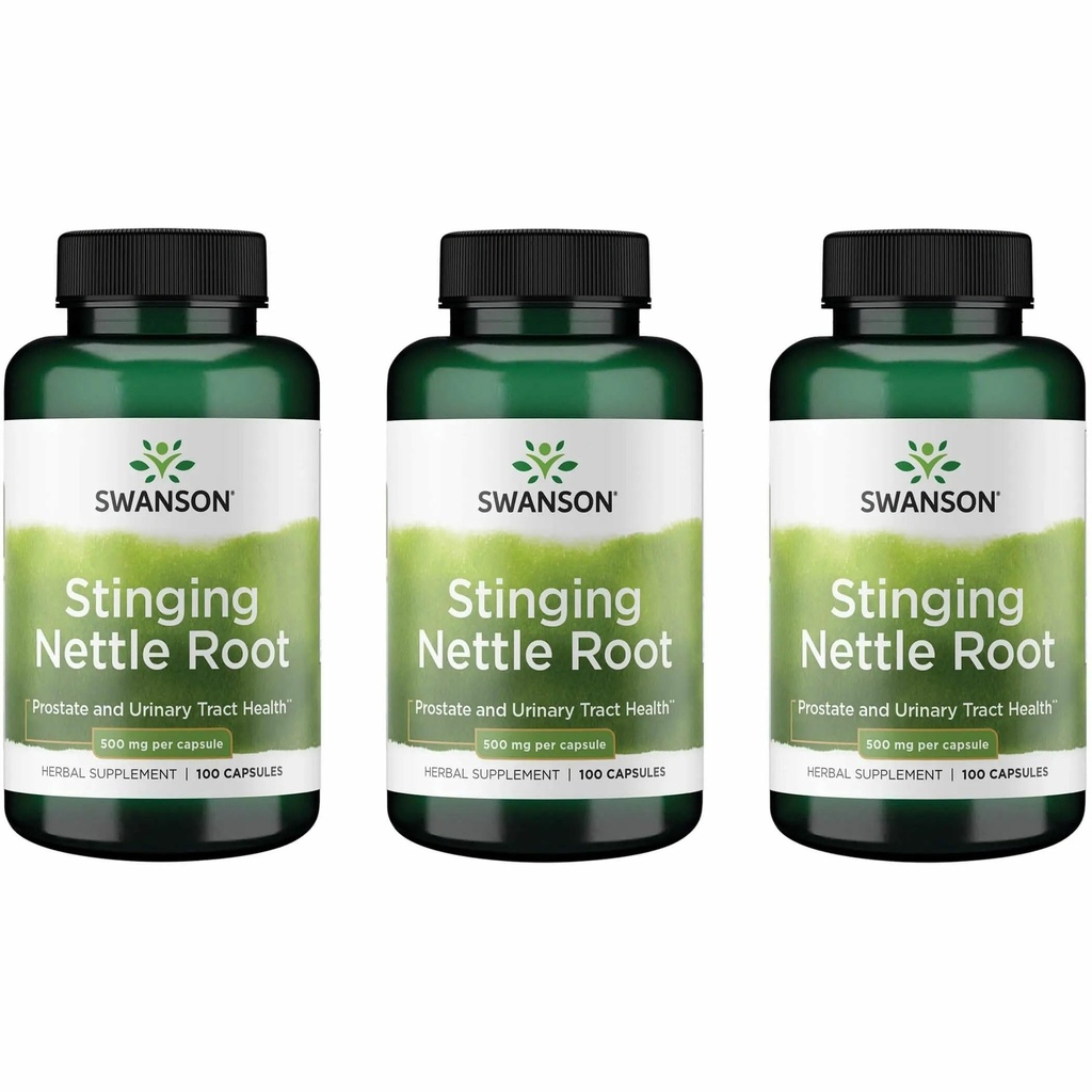 Swanson Stinging Nettle Root (Urtica Dioica) - Bylinný dodatek - (100 kapslí, 500mg) (3 balení)