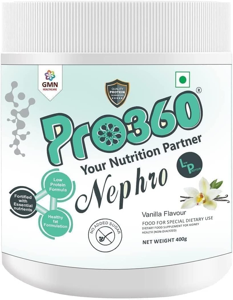 Generické Pub Nephro LP - Non- Diallysis Care Nutritional Protein Drink (Vanilla Flavour) No Add Cukr, Zvláštní doplněk stravy pro ledviny / renální zdraví, 400 Gm