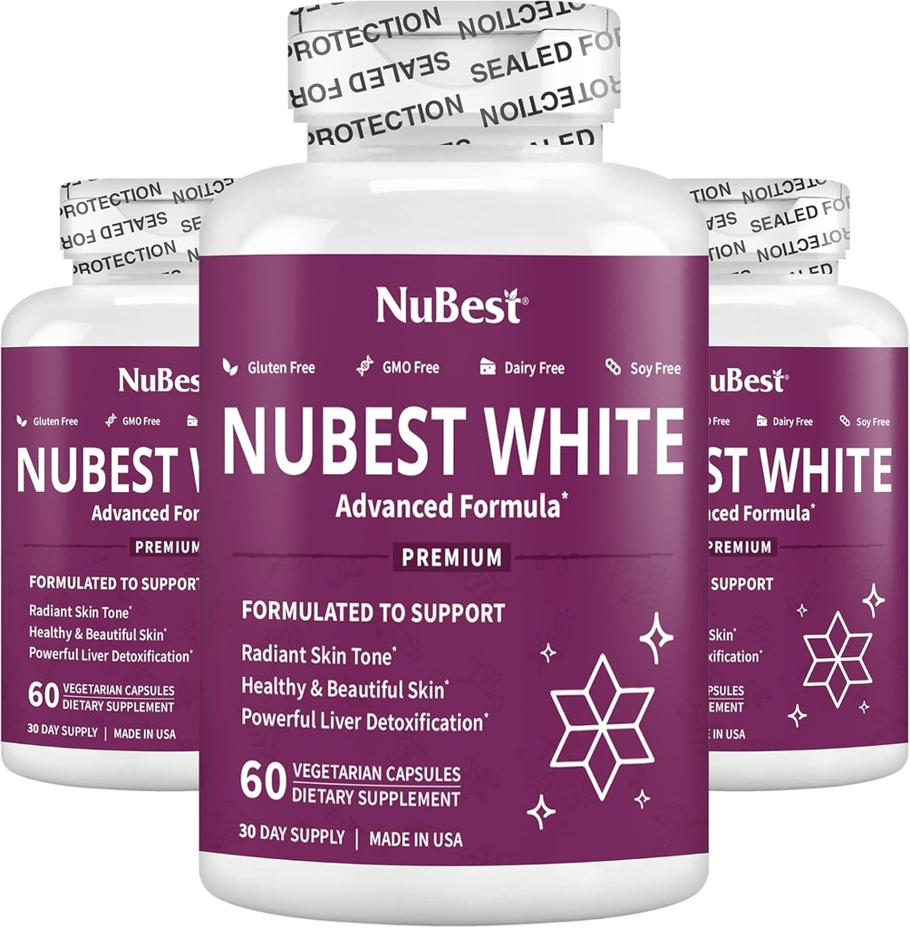 NuBest White - podporuje krásnou a zářivou pleť s Glutathione, Mléko Thistle Extract, L- cystein, Precious Byliny a vitamíny (3 Pack)