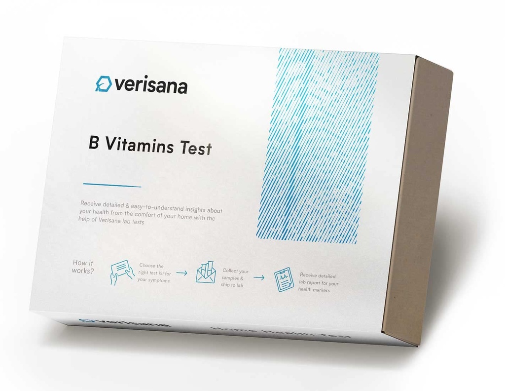 Verisana B Vitamíny Test - Určete si své vitamíny B9 a B12 Hodnoty snadno & Pohodlně z domova -Analýza by Citis -Certified Lab
