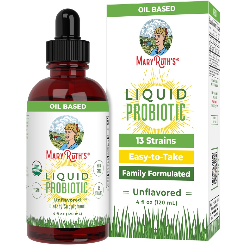 MARYRUTH 'S Organics Liquid Probiotic for Ages 4 + IR 124; 2 Billion CFU IR 124; 13 Probiotické proužky IR 124; Gut Health & Digestive Support IR 124; Gas & Floating Support IR 124; Vegan IR 124; Gluten Free IR 124; Travel- Friendly IR 124; 40 Služeb