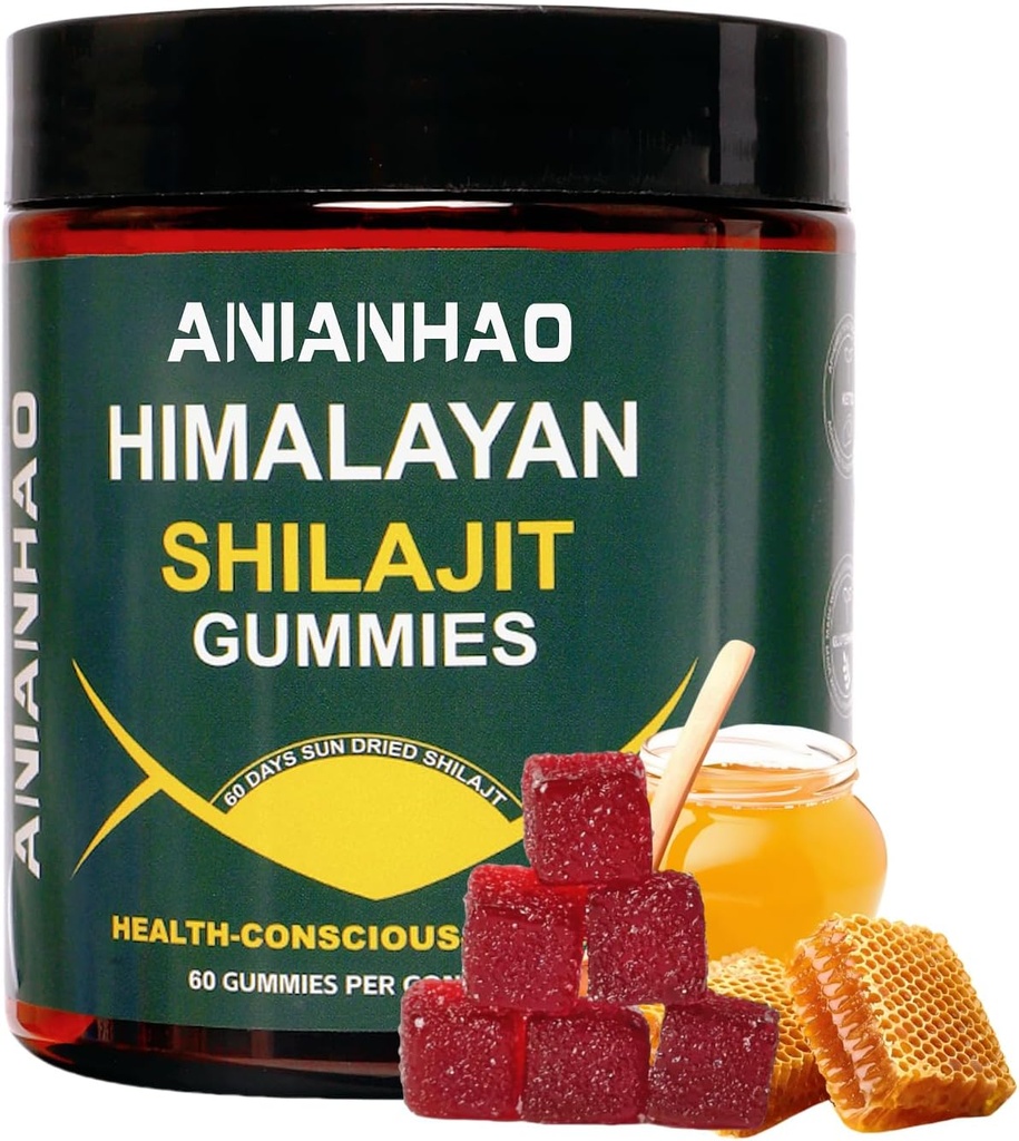 Shilajit Gummies 6000mg -Shilajit Gummies with Manuka Honey & Fulvic Acid, Minerály, imunitní systém & Vitality Booster, Vegan Himilayan Shalajit Gummies (1 lahvička)
