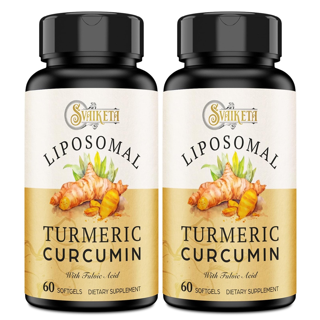Lipozomální kurkumin dodatek - 2000mg, 95% Curcuminoid Extract with Piperine - 60 Softgels (2 láhve)
