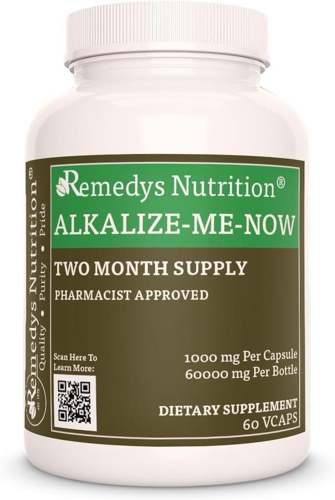 Remedy 's Nutrition Alkalize Me Now Ibrahim 124; 1000 mg, 60 Vegan Kapsle Bylinné dietní doplňky 124; Dva měsíce Dodávka