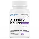 Puregen Labs Alergics Relief, Fexofenadine 180mg, 100 Tablet - 24 hodin Non- Drowsy Antihistamin Alergie Medicine for Runny Nose, Nutsising, Itchy, Watery Eyes - Made in USA