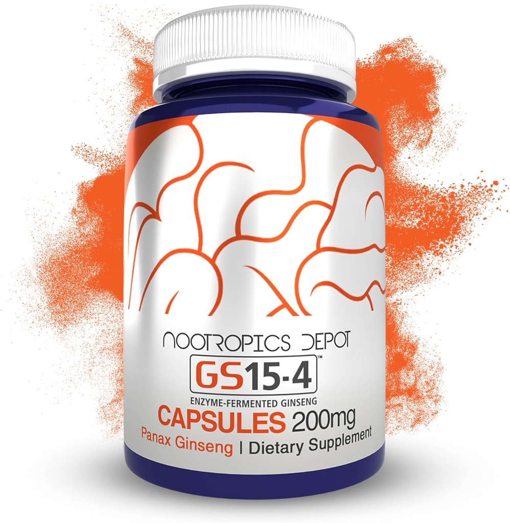Nootropics Depot GS15-4 Panax Ginseng Extract Kapsle 124; 200mg CUP 124; 30 Count CUP 124; Adaptogen dodatek CUP124; Ayurveda Herb CUP124; Podporuje zdravé stresové hladiny