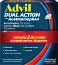 Advil Dual Action Coated Caplet with Acetaminophen, 250 Mg Ibuprofen a 500 Mg Acetaminophen per Dose (2 Dávka Ekvivalentní) pro 8 hodinovou úlevu od bolesti - 2 Počet x 50