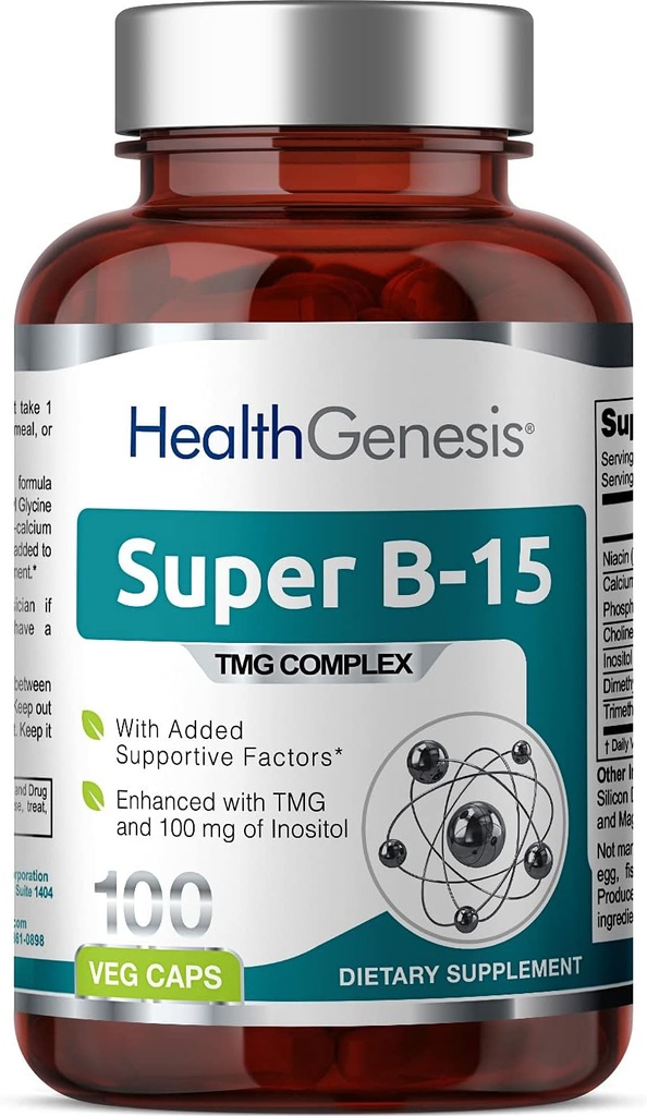 Super B-15 100 Vicaps - Niacin vápník Cholin Inositol DMG TMG - Podporuje zdravé hladiny kyslíku energie