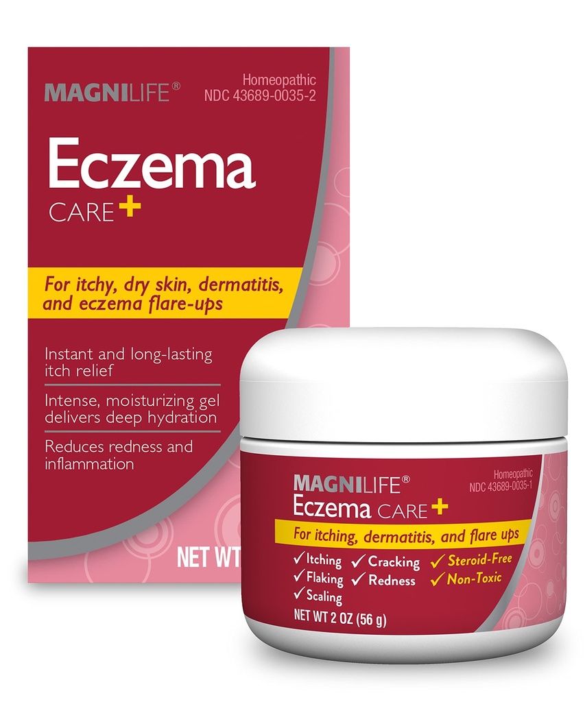 MagniLife Eczema Care +, Moisturizing Gel for Itchy, Suchá kůže, Last Relief for Dermatitis and Eczema Flare- Ups - Natural Ingredients Aloe, Calendula & Tea Tree Oil - Steroid- Free, Paraben- Free - 2 oz