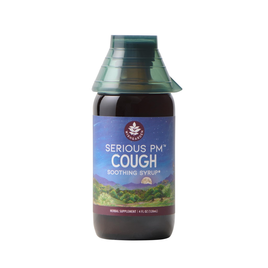WishGarden Byliny vážné kašel PM mýdlo Syrup - Přírodní Bylinné kašel Supressant pro dospělé s Mullein Leaf Calms Cough Reflex, Normalizuje Mucus Production, Podporuje Restful Sleep, 4oz