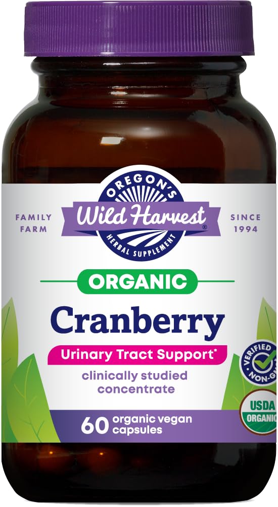 Oregon Wild Harvest Non- GMO gluten-Free Cranberry, Organic Bylinné doplňky, 60 Počet