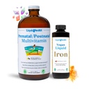 LIQUIDHEALTH Prenatal Baby Booster Těhotenství Vitamin Bundle - Vegan Ženy Prenatal / Postnatální Multivitamin se Sunactive & Ferrochel Iron, Folát, Celé potraviny - Made in USA, 100% Vegan (Bundle)