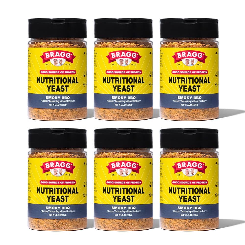 Bragg Nutritional Yeast Smoky BBQ koření - (6 Pack) 3 oz - Dairy- Free Parmesan Cheese Substitute - Ideální pro saláty, těstoviny, Popcorn, a více