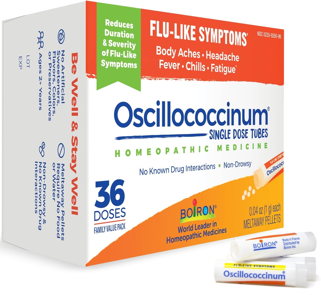 Boiron Oscilococcinum Homeopatická medicína pro flu- jako příznaky, bílá, 36 Počet