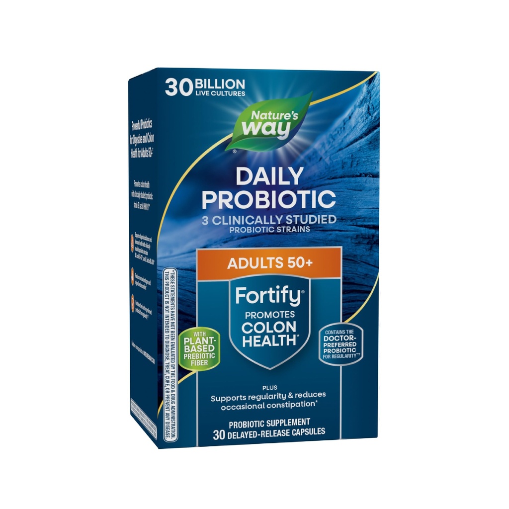 Nature 's Way Fortify 50 + Daily Probiotic for Men & Women, 30 Milionů živých kultur, kolon, stravovací a imunitní podpora zdraví * Dodatek, 30 Kapsle