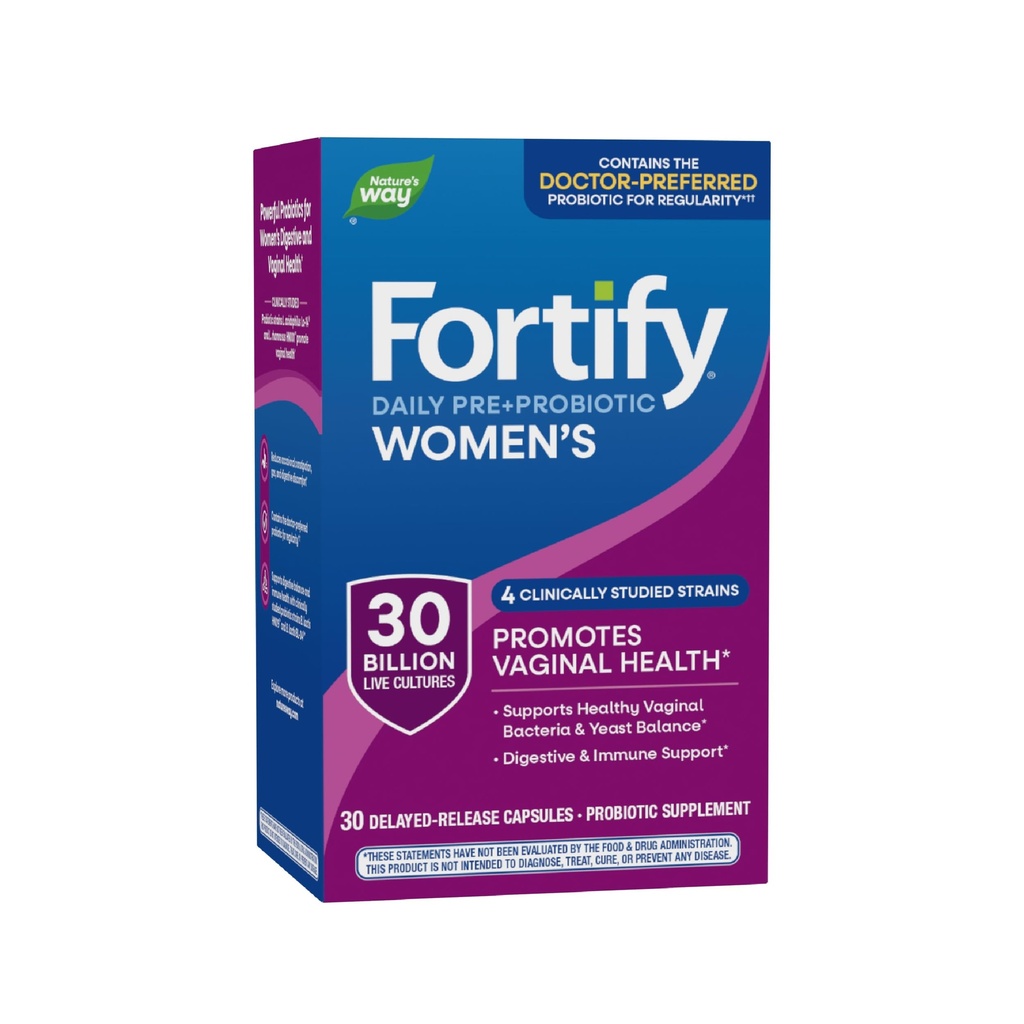 Nature 's Way Fortify Women' s Probiotic 30 Billion CFU, Daily Multi- Strain Probiotic for Digestive, Vaginal, and Imunitary Support *, Once- Daily Capsule, No Required, 30 Capsules