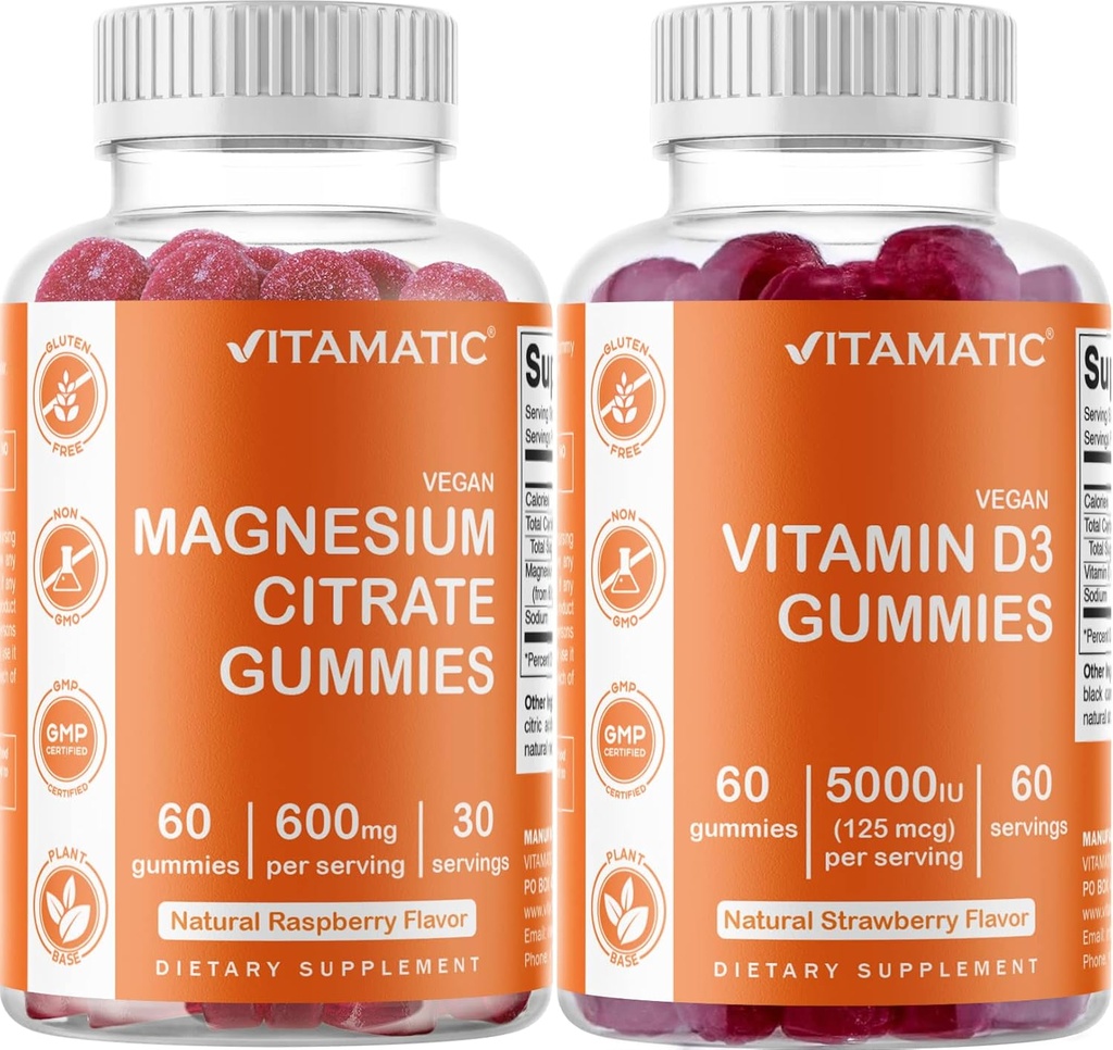 Vitamatic Magnesium & Vitamin D3 Gummies Combo - 60 Vegan Počet