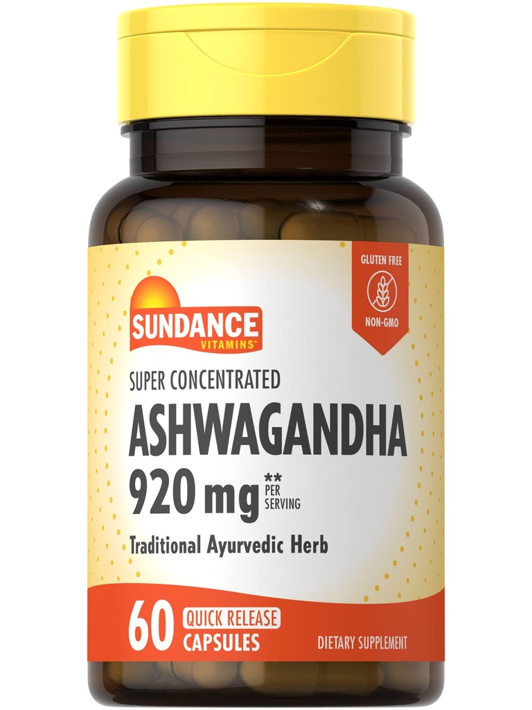 Sundance Ashwagandha 920mg enterosolventní 124; 60 Kapsle 124; Super koncentrované enterosolventní 124; Tradiční Ayurvedic Herb enterosolventní 124; Non- GMO, gluten zdarma dodatek