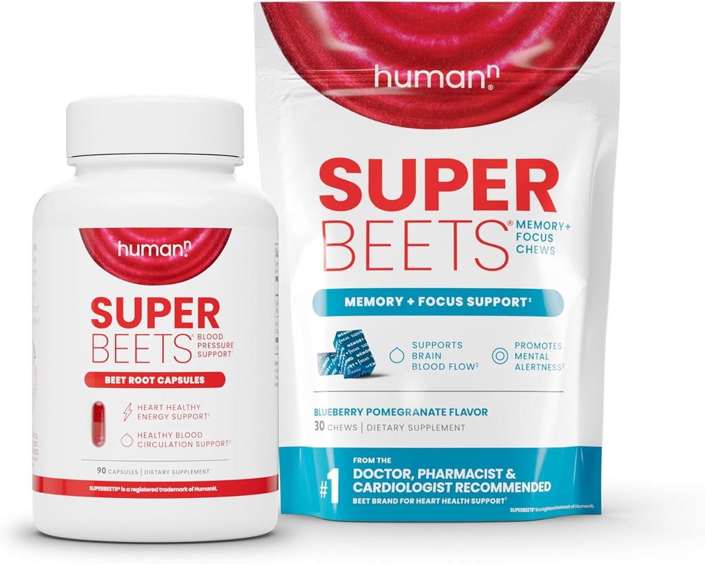 Humann SuperBeets Kořenové kapsle & Paměť + Focus Chews