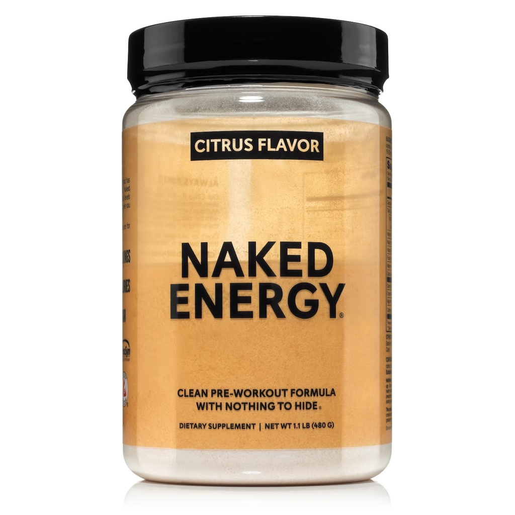 NAKED Citrus Energy - Citrus Ochucené čisté Pre Workout Dodatek pro muže a ženy, Vegan Friendly, No Add Sweeters, Barvy nebo Flavors - 30 Služebnictví