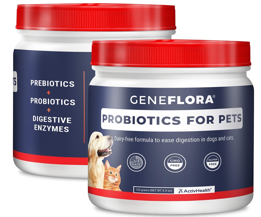 Active Health Digestive Enzymy a Probiotika pro domácí zvířata (psi, kočky, králíci a další, 125 mg, 120 porcí) od Geneflora pro zvířata balení 2