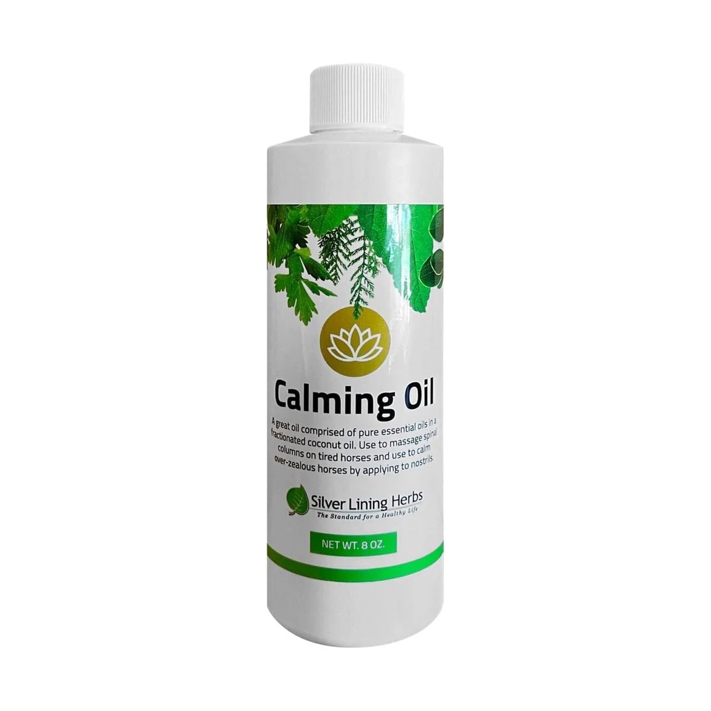 Silver Lining Herbs Calming Oil for Horses - All- Natural Essential Oil Blend with Coconut Oil - Helps Relax Dangeous, Restless & High- Strung Horses - 8 oz