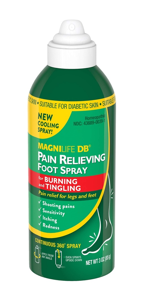 MagniLife DB Pain Relieving Foot Spray, Přirozeně chlazení bolest Relief na Soothe Burning a Tingling, Vhodné pro diabetickou pokožku - 3oz